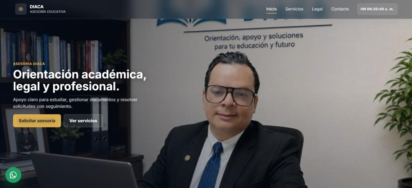 Asesoria Educativa DIACA professional website presentation
